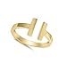 Gold-Tone Open Bar Gap Modern Stackable Ring 925 Sterling Silver Band Size 6
