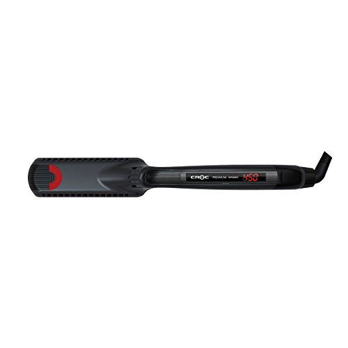 CROC Premium Infrared 1.5 inch Black Flat Iron Hair Straightener - Ceramic Titanium Floating Plates with Comfort Handle Dual Voltage Heat Up To 450℉ (Best Way To Straighten Hair Naturally)