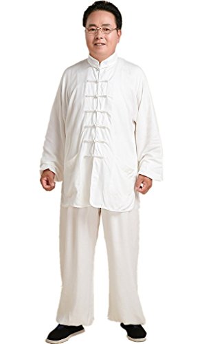 Shanghai Story Martial Arts Men's Tai Chi Uniform Cotton Kung Fu Suit(White,3XL)