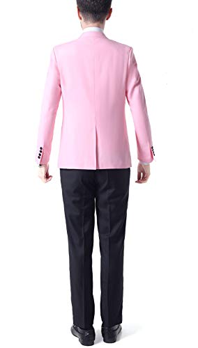 Botong Men's 3 PC Pink Notch Lapel Wedding Suits Slim Fit Groom Tuxedos Prom Suits Casual Suit Pink 34 Chest / 28 Waist