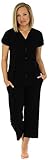 PajamaMania Women's Lightweight Summer Short Sleeve Button Up Capri Pajama Pj Set