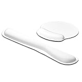 Mouse Pad With Wrist Support And Keyboard Rest Pad - White Mousepad Cushion for Hands, Palm, Carpal Tunnel - Ergonomic RestPad Mat on Desktop, Laptop, Computer, Desk PC.