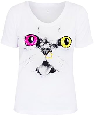 Selftex Fashion Women's printed t-shirt. Decorated with spangles. Short sleeve (Medium)