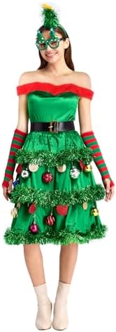 ladies christmas tree fancy dress Amazon.com: Hillban 23 Pcs Christmas Tree Costume Set Festive Party Dress  Outfit Tulle Skirts Star Headband Beard Ornaments for Women(X-Small) :  Clothing, Shoes & Jewelry