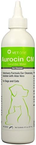 Aurocin CM (Cucumber Melon Scent) Ear Cleanser with Aloe For Dogs Cats(8 oz)