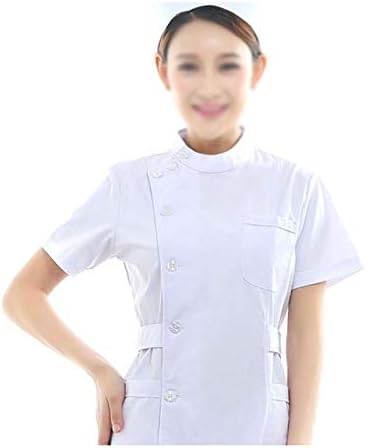 CX ECO Medical Uniform Women's Nurse Suit Healthcare Comfortable Workwear with Round Neck and 3- Pockets Medical Scrubs Top and Pants,White,XL