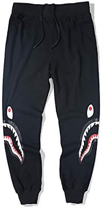 Mens Bape A Bathing Ape Shark Head Trousers Womens Elastic Waist Casual Drawstring Sweat Pants with Pockets 2019 New,Black2,M