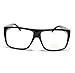 Black Mob Style Flat Top Square Plastic Clear Len Glasses