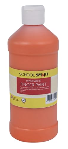 School Smart Washable Finger Paint, Orange, 1 Pint Bottle