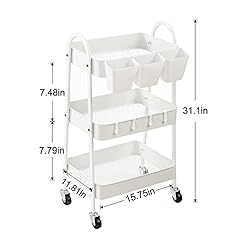 danpinera 3-Tier Rolling Cart, Metal Rolling