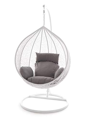 Swing Chair Hängesessel Hängestuhl Polyrattan Schwebesitz Loungesessel (grau)