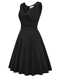 Vestido de cóctel vintage sin mangas con cuello en V para dama Belle Poque de los años 50