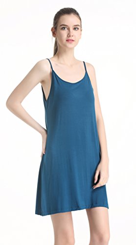 Cherislpy Women's Cute Criss Cross Back Nightdress Loose Hollow Out Camisole Sleepwear(Navy Blue,XL)