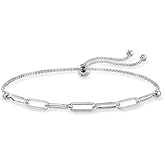 Savlano 5mm 925 Sterling Silver Solid Adjustable Bolo Slider Paperclip Link Bracelet Comes With Gift Box for Women - Made in Italy