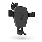 tzumi Wireless Charging Gravity Mount - Pressure-Activated Smartphone Car Mount and Wireless Charger for All Qi-Enabled Devices - Docks from Any Air Vent