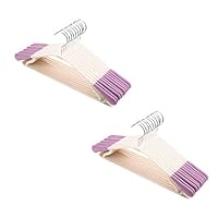 FuLov Plastic Hangers, Pack of 20, Premium Durable Non-Slip Standard Strong Everyday Use, Grooves Tubular Retractable, General for Adults and Children,Purple