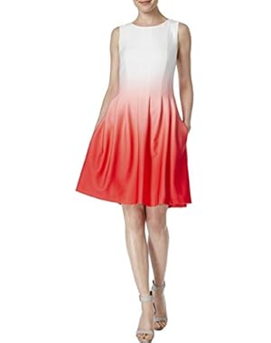 $134 Womens New 1241 Coral Ombre Pleated Sleeveless Dress 10 B+B
