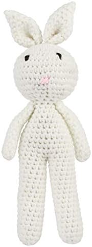 Jelord Child Kids Cute Cartoon Knitted Rabbit Mini Soft Dolls Birthday Gift Plush Dolls Toys White/298CM