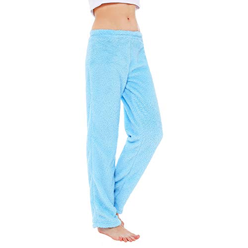 Women's Plush Fuzzy Pajama Pants Warm Cozy Pj Bottoms Drawstring Lounge