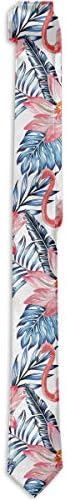 Pink Flamingo And Flower Lotus Pattern Tie Fashion Men's Neck Tie For Business Meeting