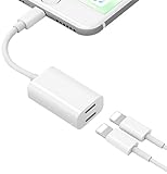 iPhone 7, 7 Plus Adapter & Splitter, Dual Lightning Headphone Audio & Charge, Compatible for iOS10.3, Support Music Control and Phone Call Function
