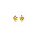Heart Earrings - Citrine & Diamond in Yellow Gold - 14kt - Post with Back
