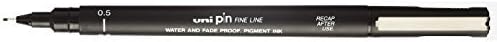 Uni PIN 05-200 0.5mm Technical Drawing Marker Pen -12 Pcs(Black)-FINE LINE WATER AND FADE PROOF PIGMENT INK-Uni Mitsubishi Pencil / Attached With Dbmier A750 Mini Notebook