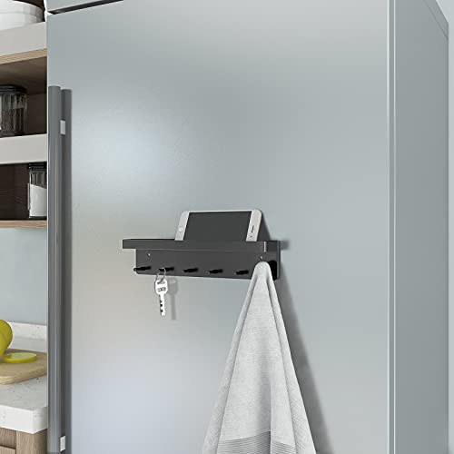 VAOHAI Key Holder for Wall Decorative, Mail Organizer Key Hooks Wall Mount, Key and Mail Holder for Wall Adhesive, 6 Hooks Key Racks, Black