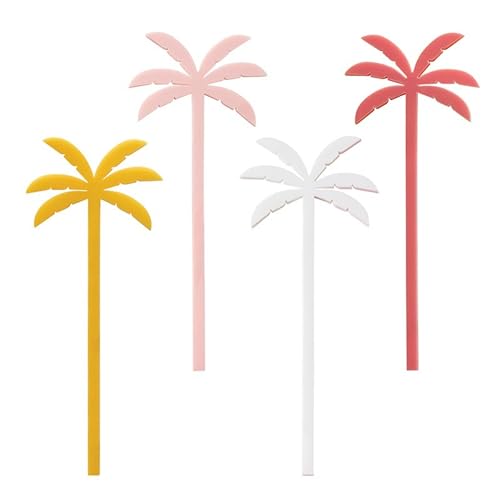 Slant Collections Cocktail Stirrers 4-Count Swizzle Sticks, 6" Long, Palm Trees