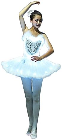 Wantschun Womens Girls Adult LED Ballet Dress White Light Up Tutu Costume Party Dance Christmas