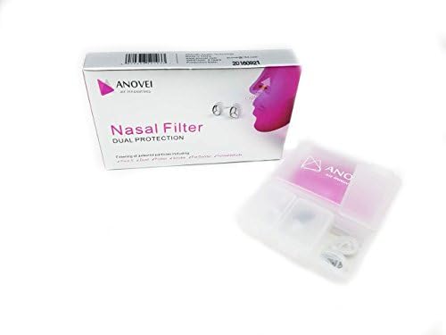 ANOVEI Nose Nasal Filters (Dual Protection) Reduce Pollen, Dust, Dander, and Mold Allergens Allergy, Air Pollution PM2.5(3 Filter Frames and 6 Pairs of Replacement Filters) (L)