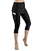 ODODOS High Waist Out Pocket Yoga Capris Pants Tummy Control Workout Running 4 Way Stretch Yoga Capris Leggings,Black,Large