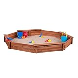 Octagon Wooden Cedar Sand box w Seat Boards