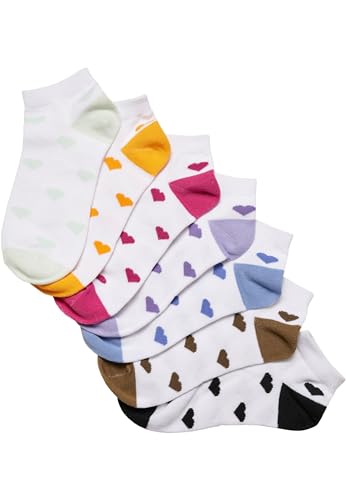 URBAN CLASSICS Juego De 7 Calcetines De Corte Bajo, Calcetines Tobillero Unisex, Calcetines De Colores Con Corazones Para Mujeres, Tallas Del 35 Al 50
