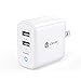 iClever USB Charger BoostCube 24W Dual Port Wall Charger with SmartID Techology, Foldable Plug, Optimal Charging for iPhone Xs/XS Max/XR/X/8/7/6/Plus, iPad Pro Air/Mini, Normal for Other USB Device