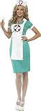 Smiffy's Women's Scrub Nurse Costume, Dress, Mock Apron and Headpiece, Accident and Emergency, Serious Fun, Size 10-12, 25870