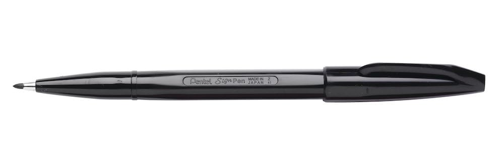 Pentel S520 Sign Pen, Fibre Tip Pen for Graphics and Illustrations, Black ink (Single Pen)