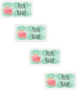 Kids Labels Peel & Stick Waterproof, Durable Personalized Stick-on Clothing Name Labels - 112 Clothing Labels Teapot Design