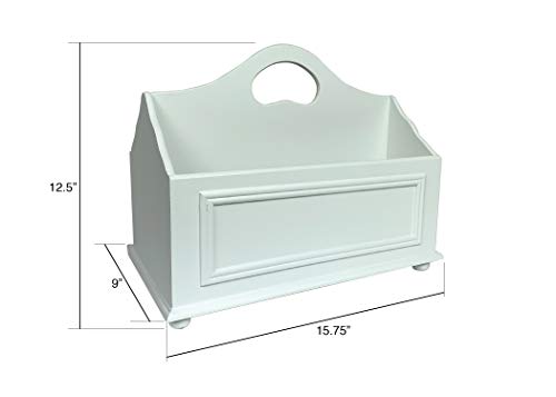 Designstyles Two Pocket Magazine Holder - White Standing Durable Wooden Storage Basket for Books, Newspapers, Files, and Folders - Stylish Look for Any Room