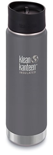 Klean Kanteen Wide Mouth Insulated Stainless Steel Bottle with Leakproof Cafe Cap 2.0 - 20 Ounce Granite Peak