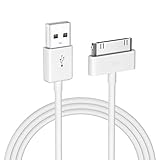 POWERADD Apple Certified iPhone 4 4s 3G 3GS iPad 1 2 3 iPod Touch Nano 30 Pin Charger USB Sync Cable Charging Cord Dock Adapter Data 4 Feet White (1pcs)