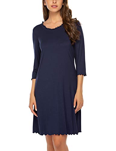 MAXMODA Nachthemd Damen Nachtwäsche Baumwolle Sleepshirt Langarm Sexy Schlafshirt Nachtkleid S-XXL – Bild 4