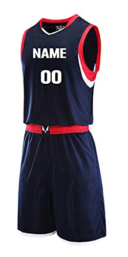 Personalized Basketball Jersey Sportswear Team Uniforms 2 Piece Set. Front & Back Name/Number. V Neck. (deep Blue) - Thumbnail 5
