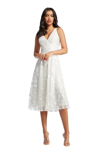 Dress the Population Women's Elisa Sleeveless Plunge Neckline FIT and Flare MID…