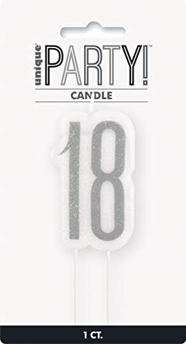 Black & Silver Glitter Party Decorations and Tableware for 18th Birthday (Age 18 Candle)