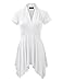 WT1120 Womens Cross V Neck Short Sleeve Empire Line Panel Tunic Top XXL White
