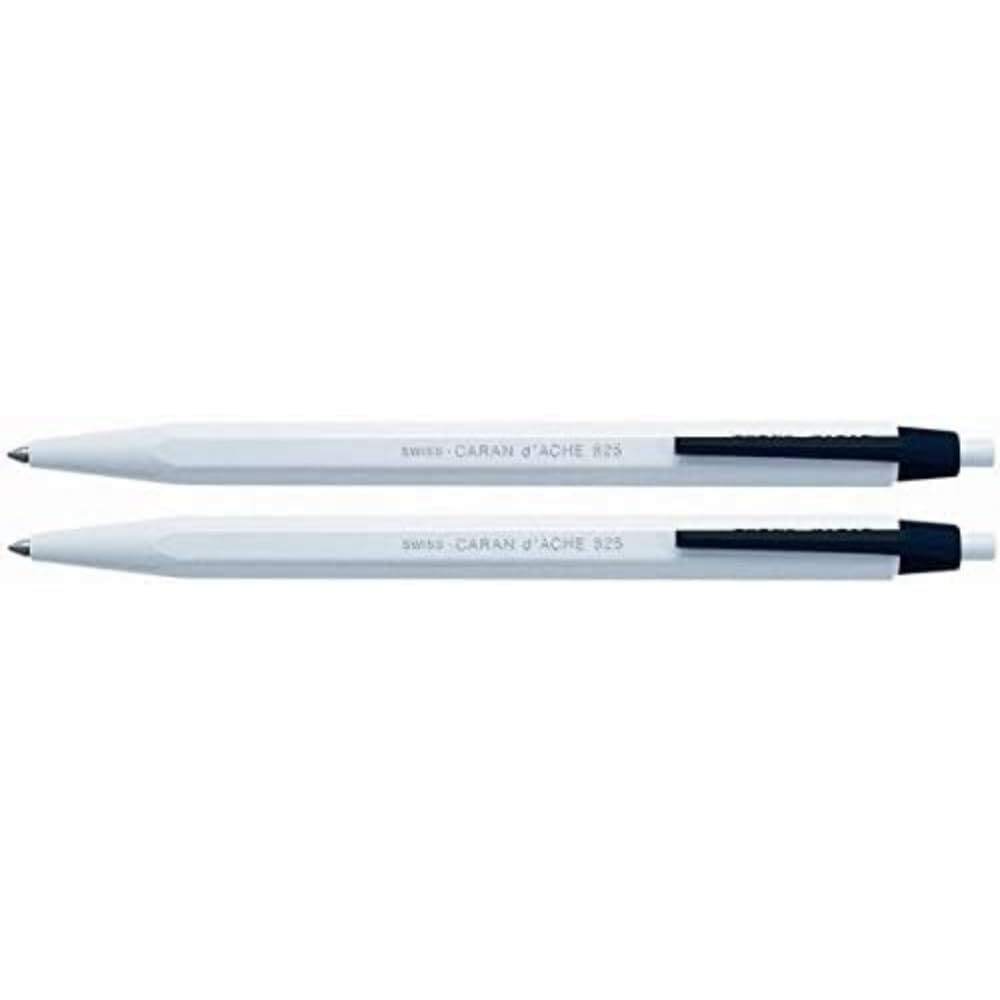 Caran d'Ache 825 0825.109 Retractable Ballpoint Pen Set of 2 Plastic Grey/Black Ink Colour Black in Blister Packaging Dimensions Approx. 14 cm