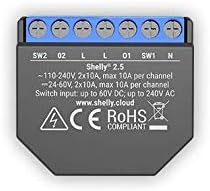 Shelly 2 5 kabelloser Schalter mit Zwei Relais fr intelligente Heimautomatisierung Amazon Alexa und Google Home