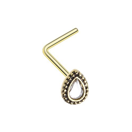 Chakra sparkle nose l-shaped stud ring 316l surgical steel (gold)