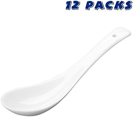 WINCANG Bone China Soup/Dessert Spoons-12 Pack,White - 1601